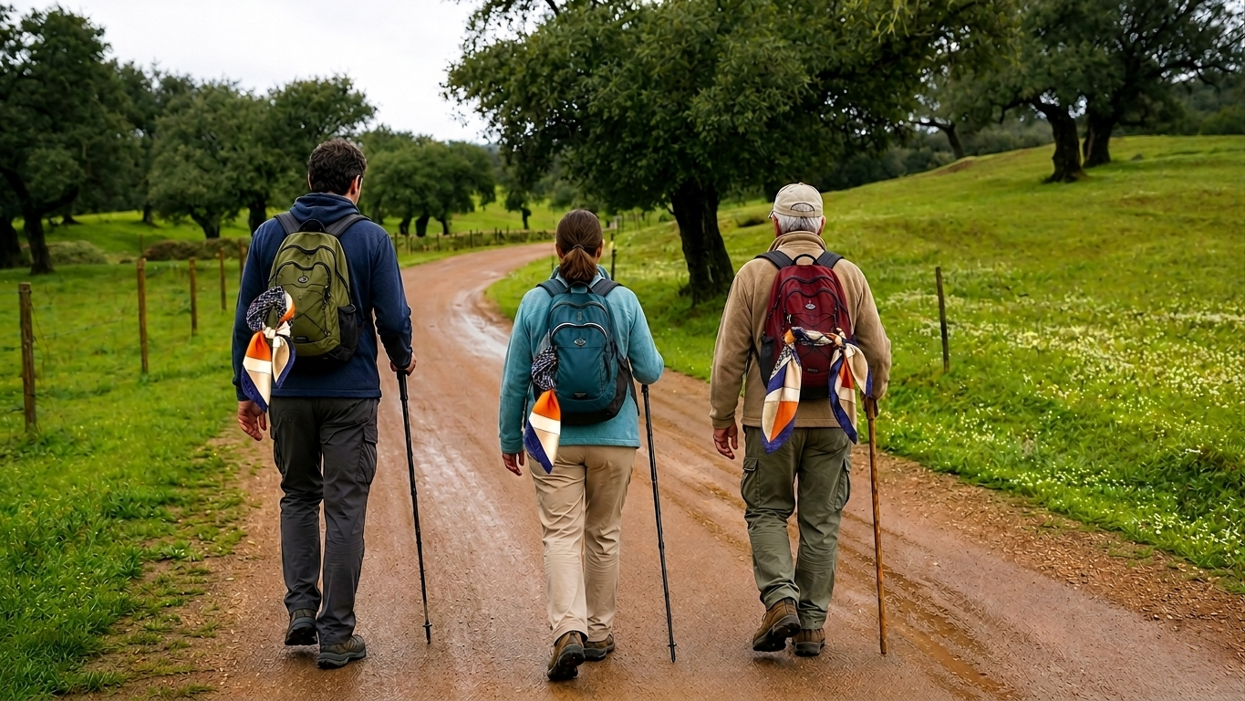 Peregrinos caminando en el Camino de Santiago